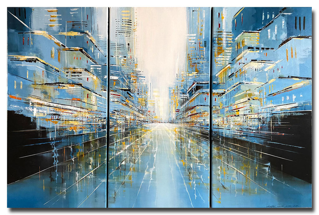 02 „STADTLANDSCHAFT“ – Mischtechnik auf Leinwand auf 2cm Keilrahmen – licht- und farbecht endfixiert – Größe: 3x30x60 - Bildpreis: 850€