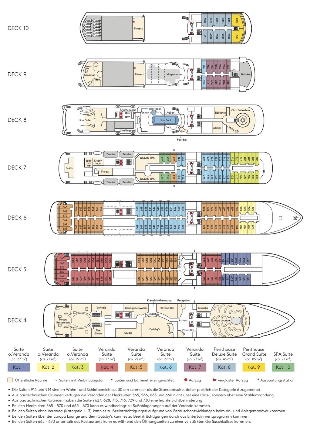 Deckplan Ms Europa Download Pdf Oder Grafik Emocean Luxus Kreuzfahrten