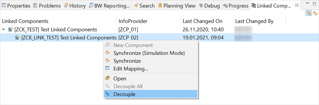 Decouple an existing link component