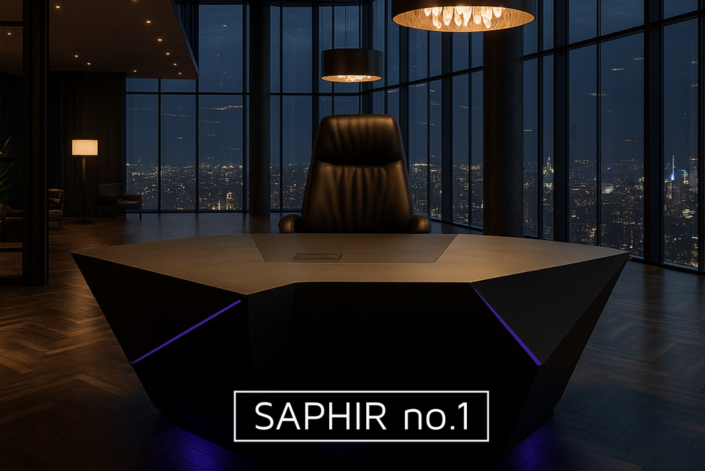 MÖBELLOFT Saphir no.1 Luxus Schreibtisch in modernem Design mit Beleuchtung individualisierbar für Vorstand chef Boss Unternehmer Büro und Geschäftsräume