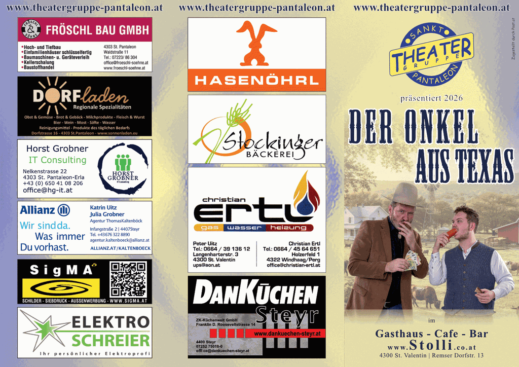 Theater St. Pantaleon präsentiert 2026 | Der Onkel aus Texas | 13. bis 29. März 2026