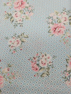 Baumwollstoff Rosen hellblau Pünktchen dots