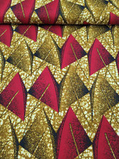 afrikansicher Stoff Baumwollstoff rot golden bunt