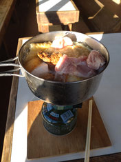 鶏のみそ鍋の自炊。美味かった～