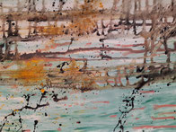 "No train Stop!", 2020, 120 cm × 30 cm, oil, pigments on canvas, copyright Christina Mitterhuber