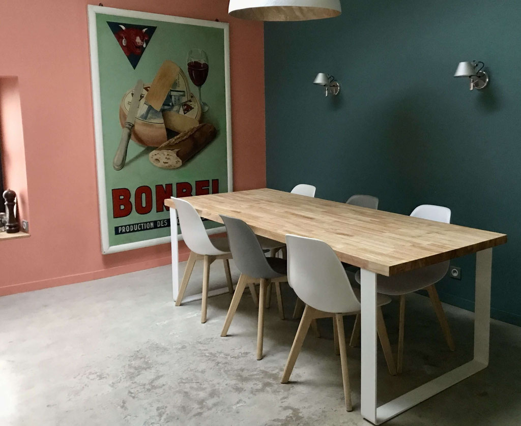 pied de table en métal thermolaqué blanc mat