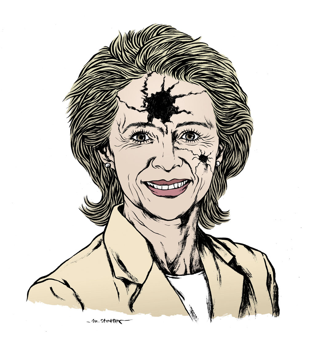 Ursula von der Leyen (Aus der Reihe "Kratermenschen") © 2020 Moritz Stetter
