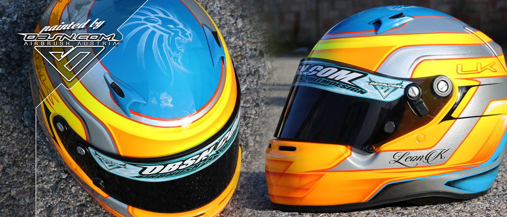 Orange Gelb Blau Neon auf Arai CK Kinderhelm