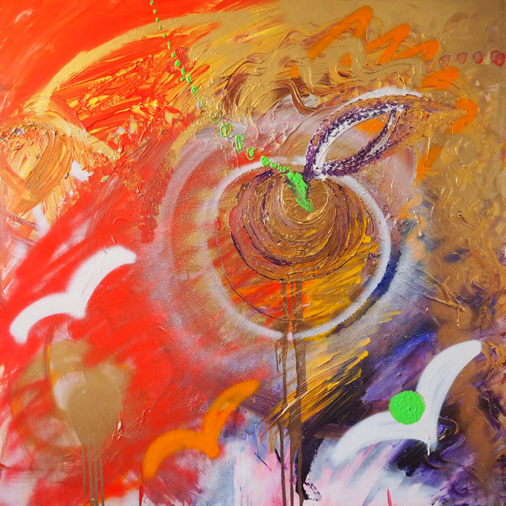 Der goldene Apfel 100x100cm