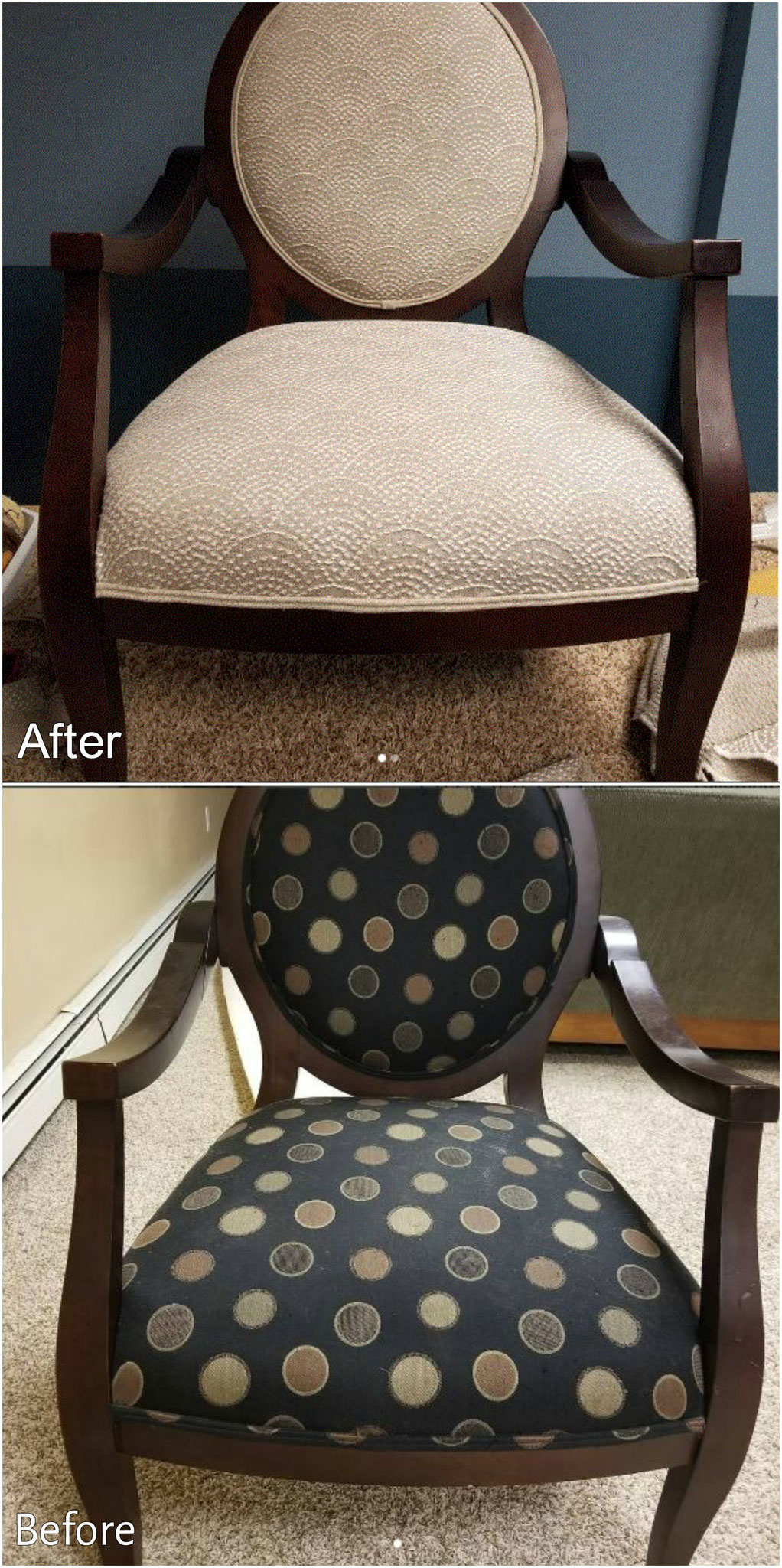 Light and Bring reupholstered chairs