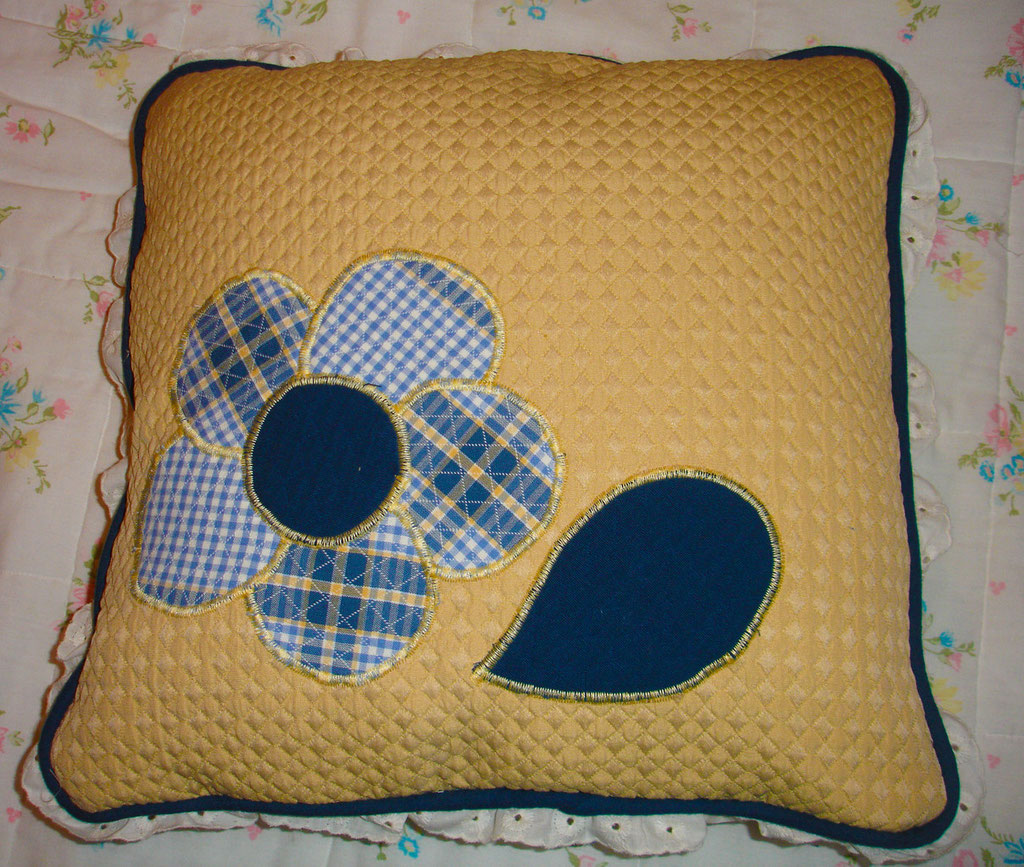 Pillow with applique flowers