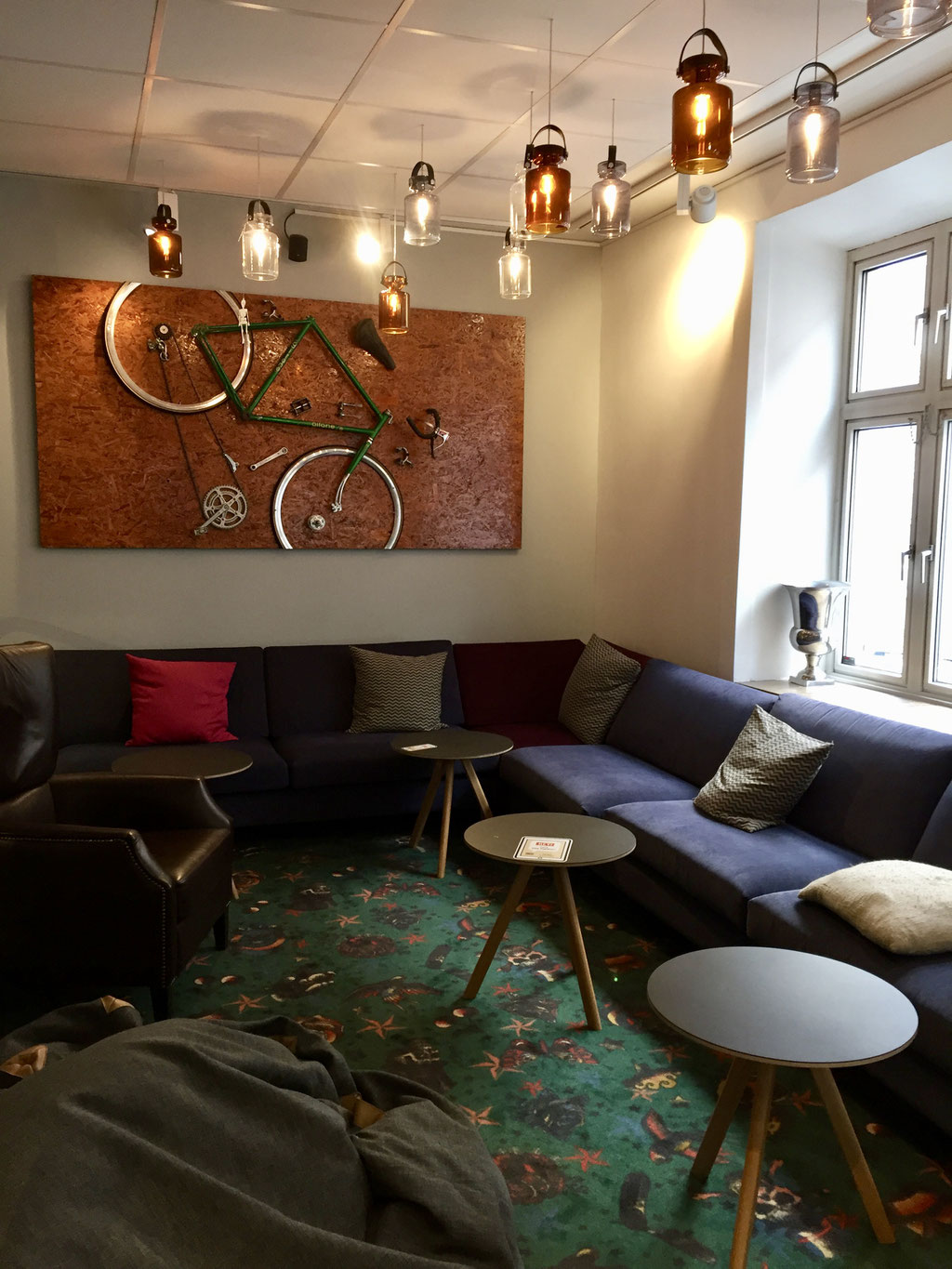 urban house lounge room bicycle art