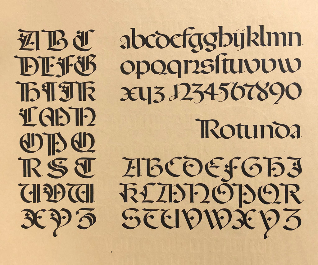 Verwendete Schirftart «Rotunda» aus dem Buch «Schriften Lettering Ecritures» (W. Käch 1949)