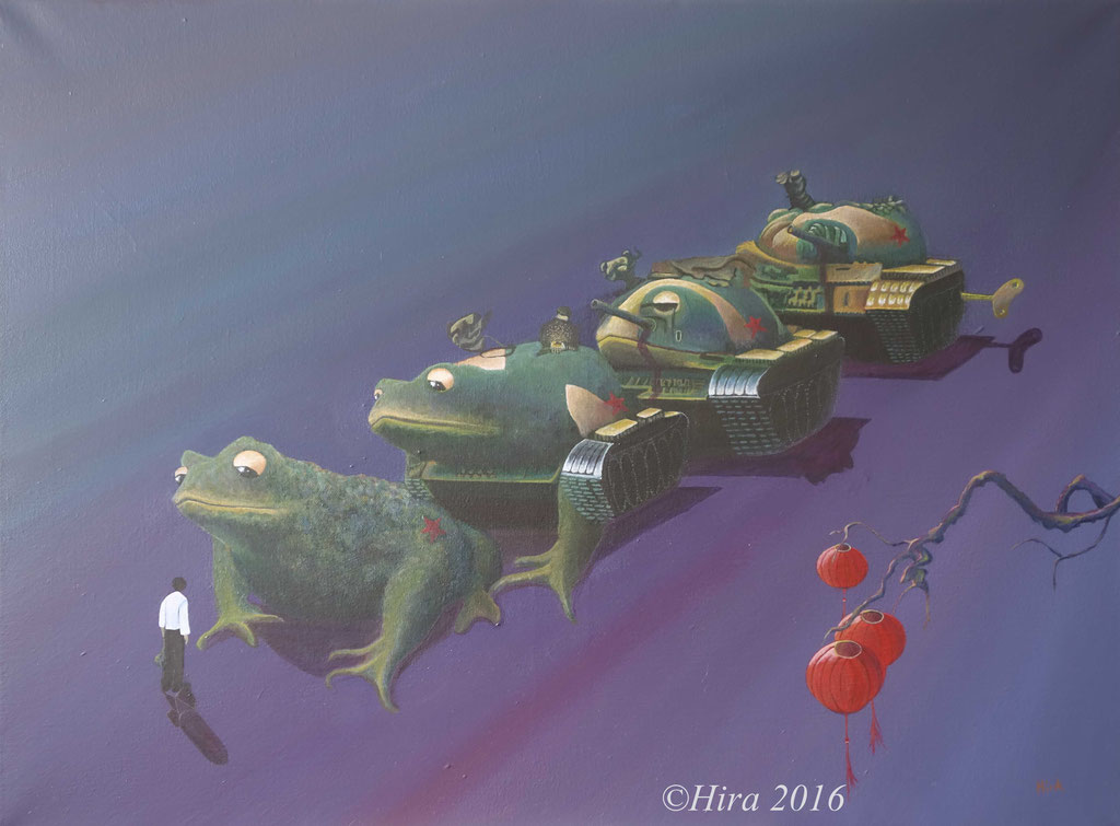 HOMMAGE - Tiananmen (d'après la photographie "Tank man") - Acrylique sur toile - Juillet 2016 