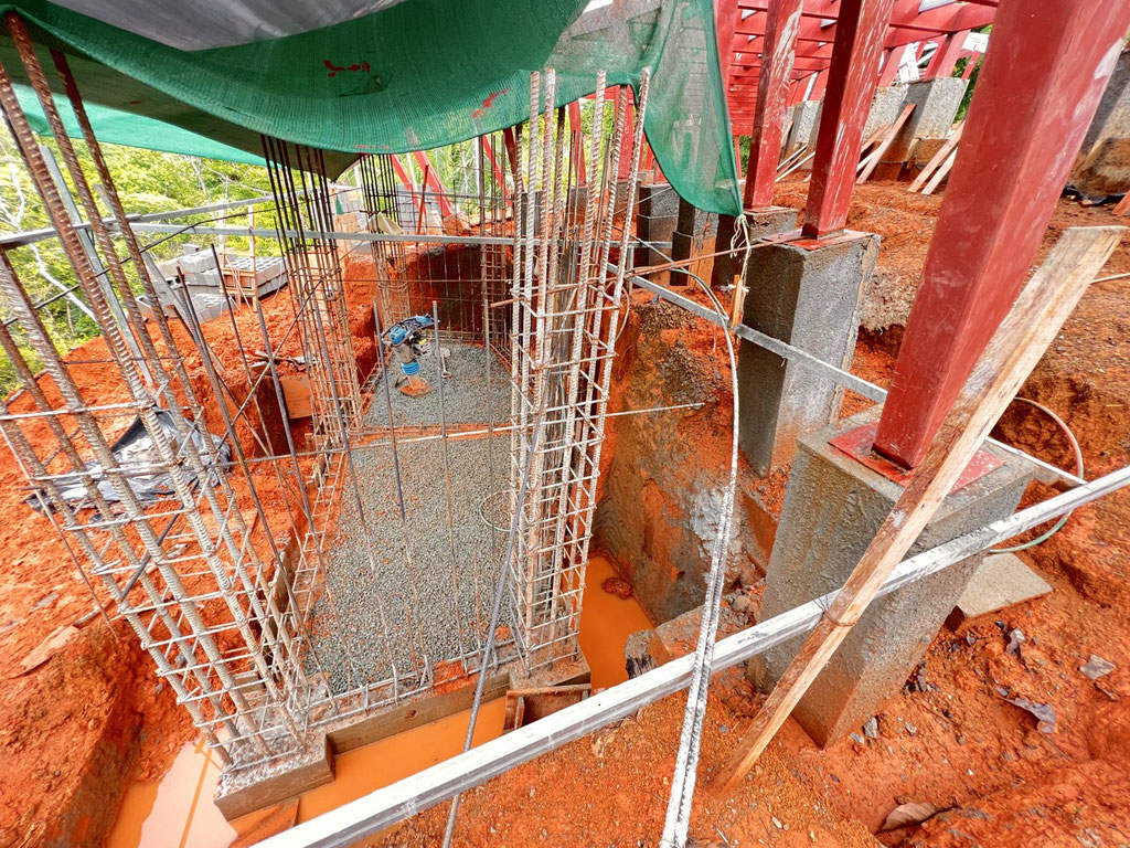 May 2023 - floor of the tech-room under the pool is being prepared