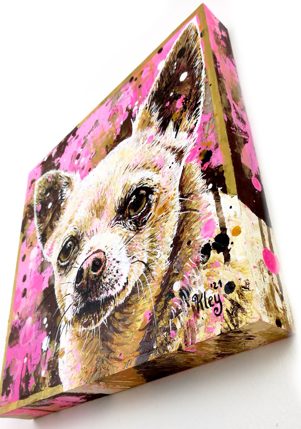Chihuahua Memorial Artwork vom Hund Erinnerungsbild in Gedenken an Haustier Acrylgemälde auf Kunstharz