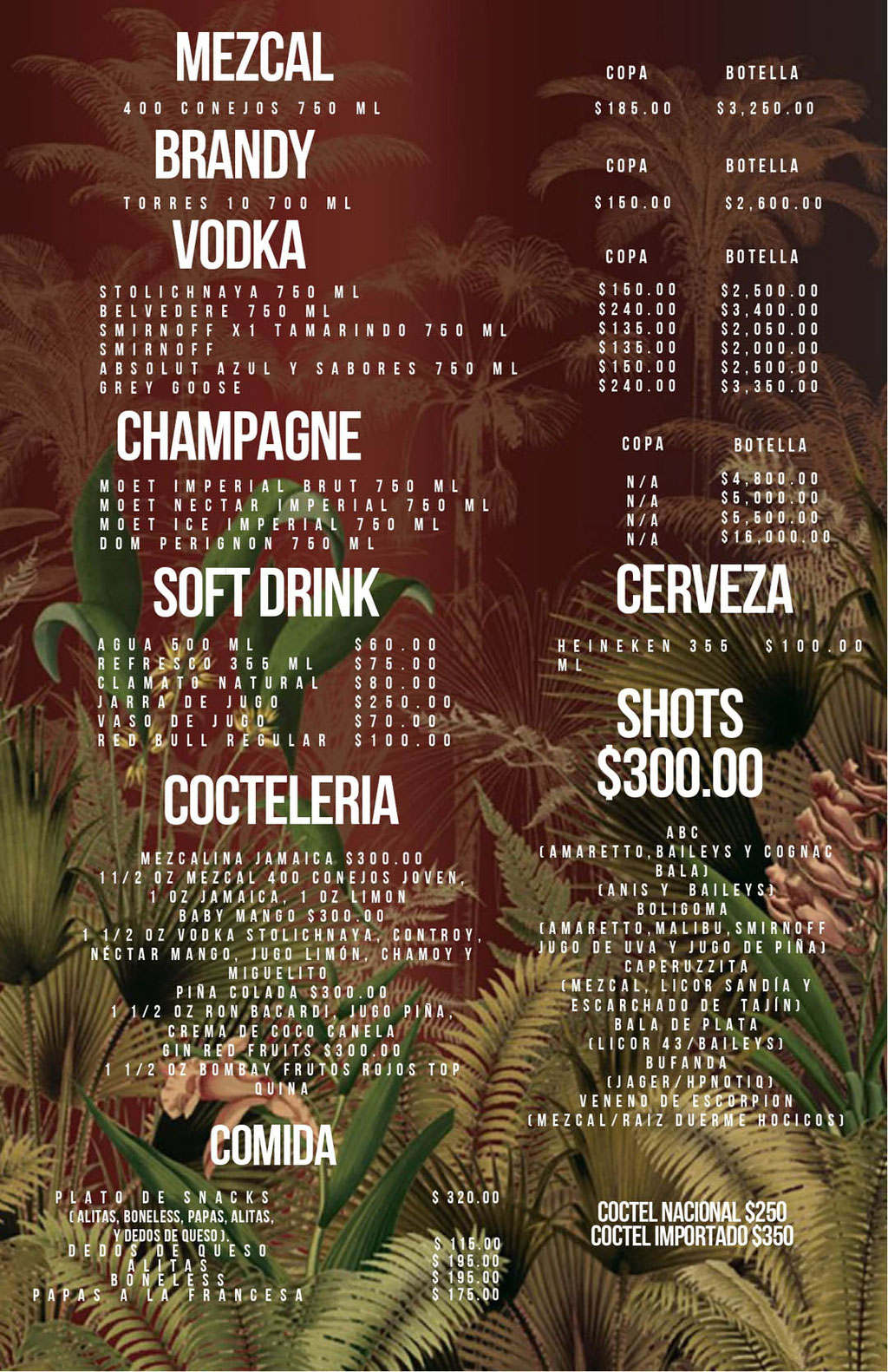 club 202, club 202 menu