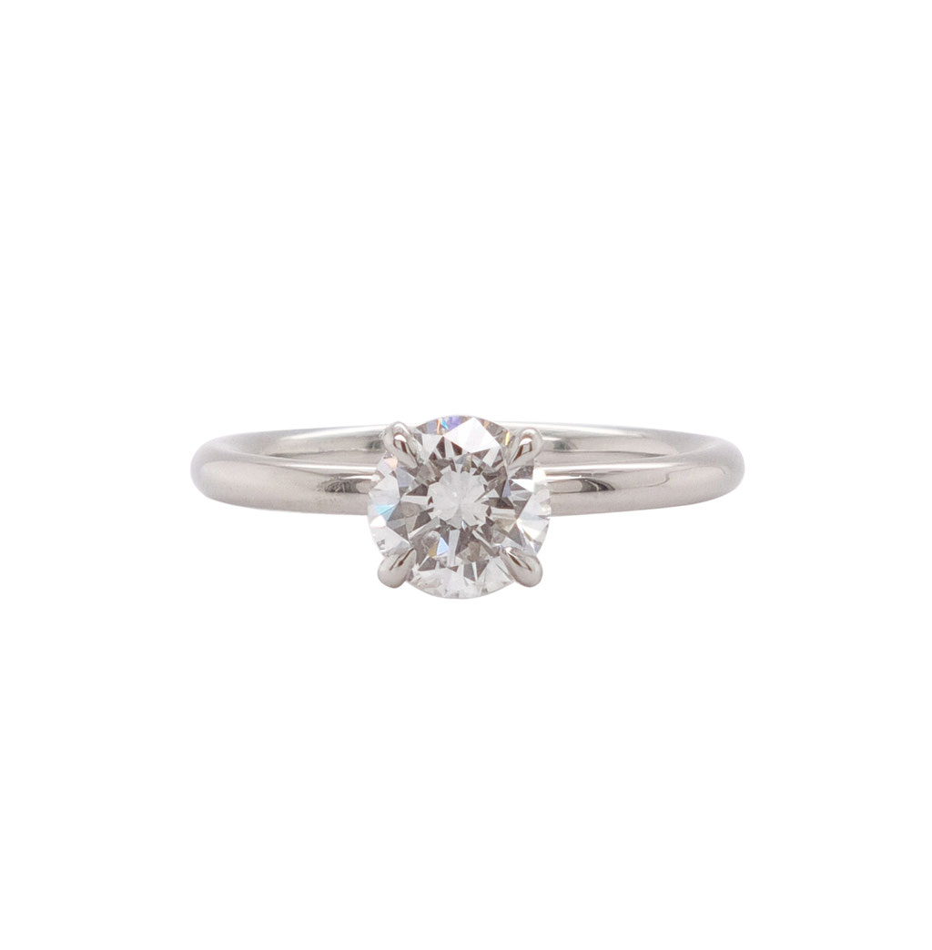 Verlobungsring, 0,95 carat Diamant, 950 Platin, handgefertigt in der Schmuckwerkstatt Seitner