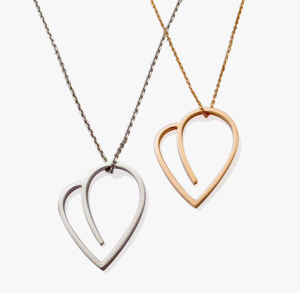 Herzanhänger mit Kette, aus 18 karat Rot- oder Weißgold, oder aus 925 Sterlingsilber