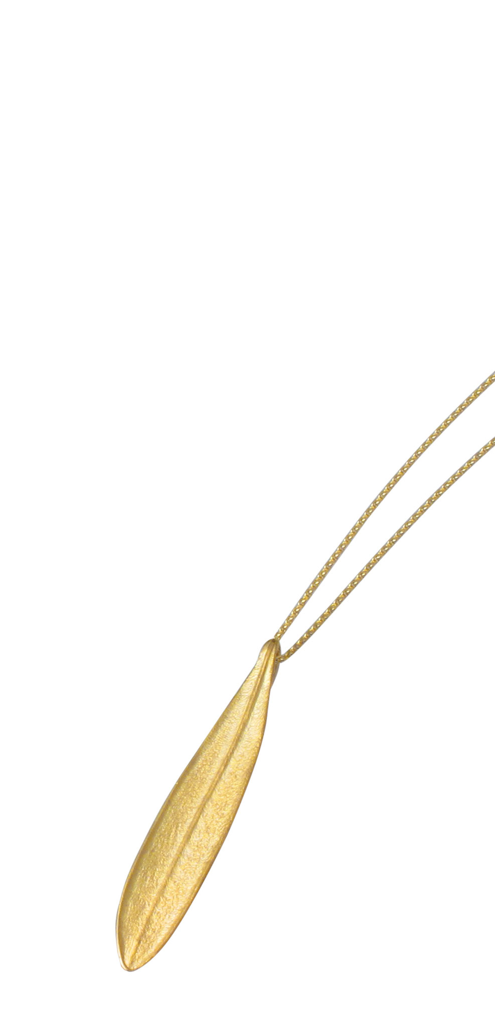 Olivenblatt mit Kette, 750 Gelbgold