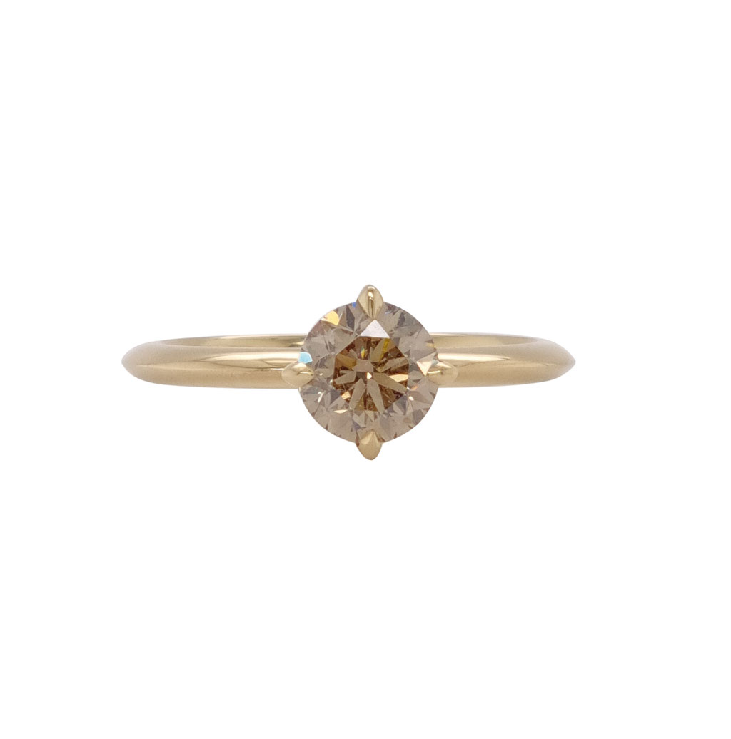 Verlobungsring mit champagnerfarbigen Diamant 1,05 carat,  18 karat Gelbgold, 4.880 Euro