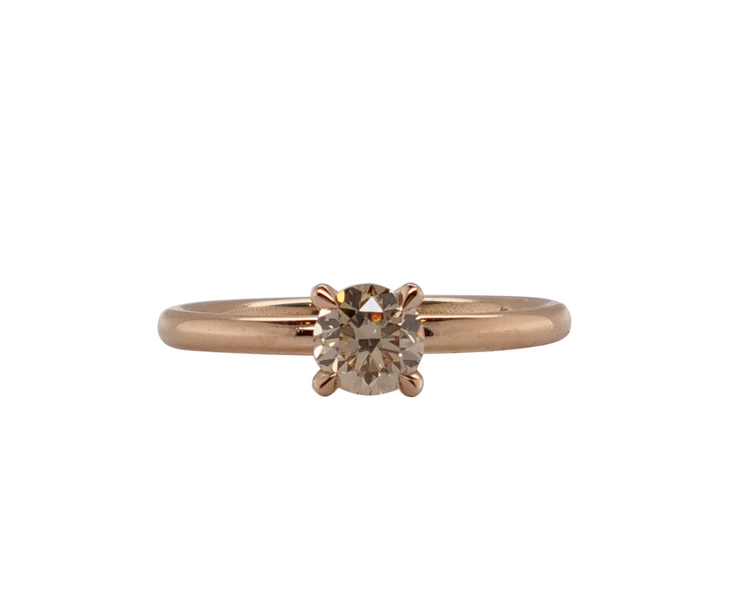 Verlobungsring, brauner Diamant 0,56 carat, 18 karat Rotgold, 1.800 Euro
