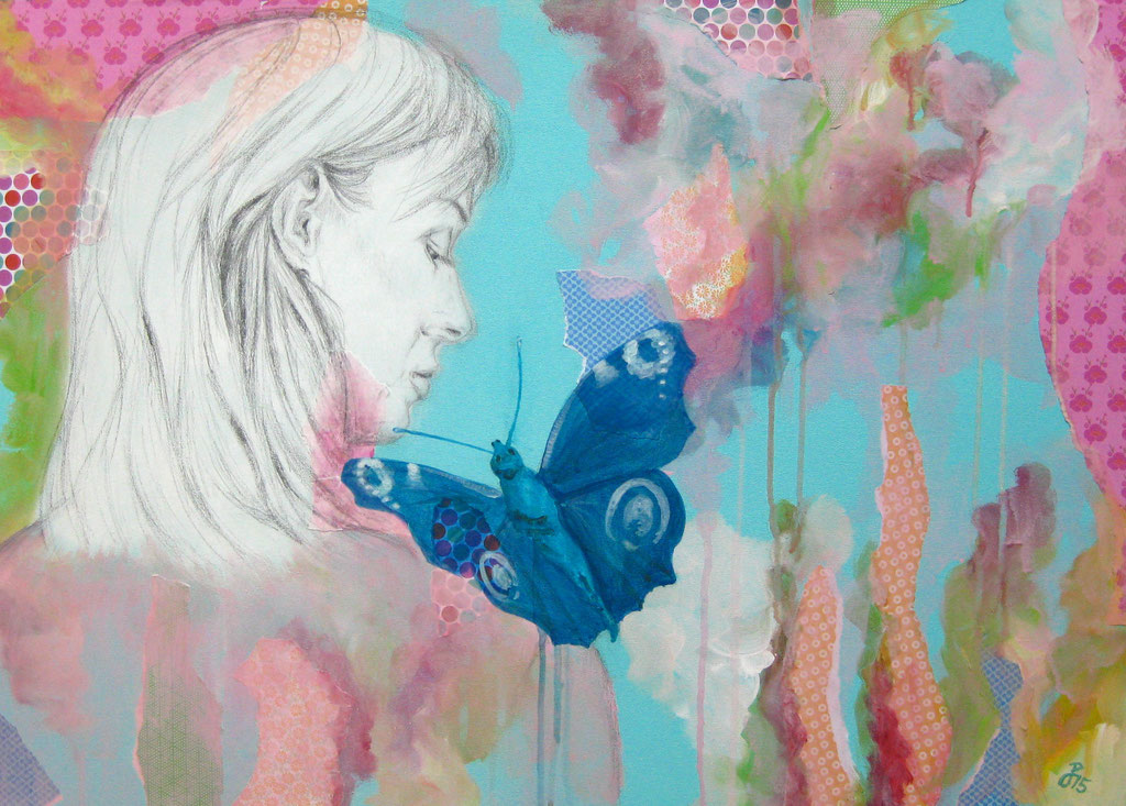 "Schmetterling", Mischtechnik auf Leinwand, 50 x 70cm, 2015