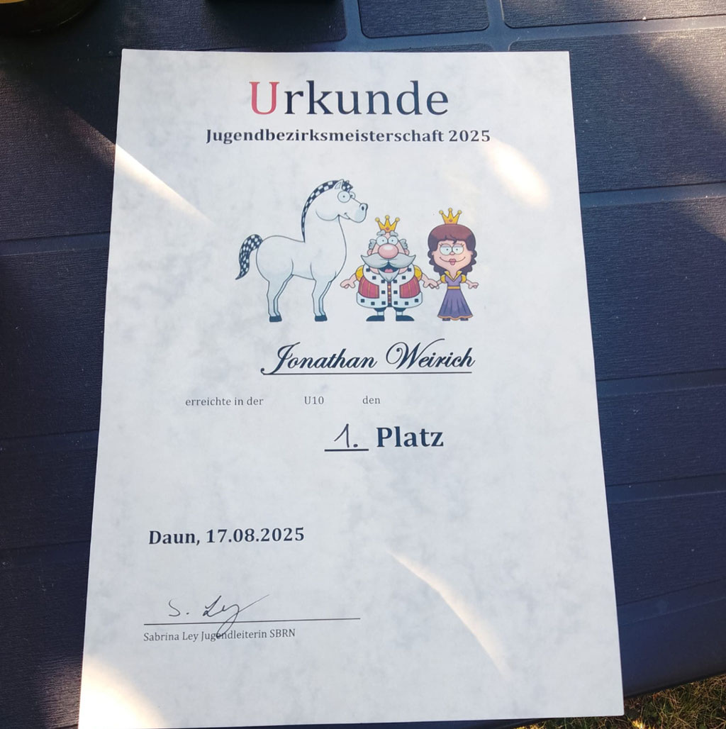 Die Urkunde dokumentiert den Erfolg