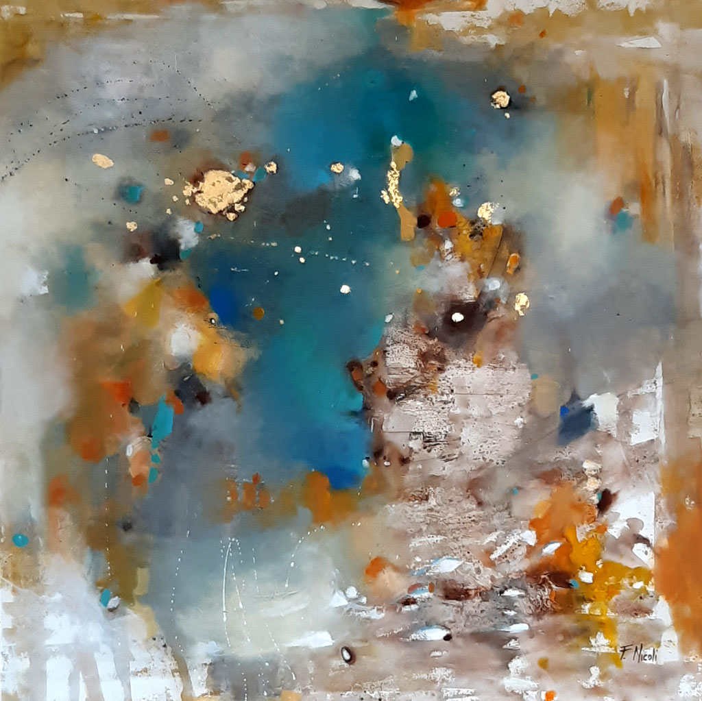 "Istinto", Acrilico e foglia oro 100x100 cm