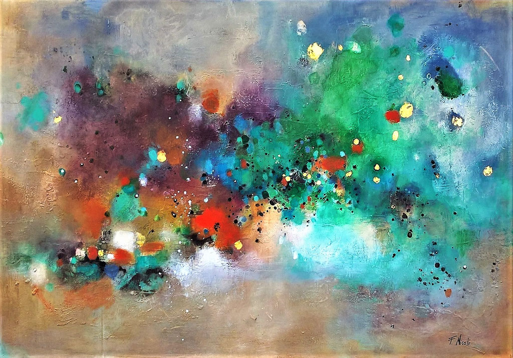" Intense Evoluzioni" Acrilico e foglia oro zecchino 70x100 Collezioni private