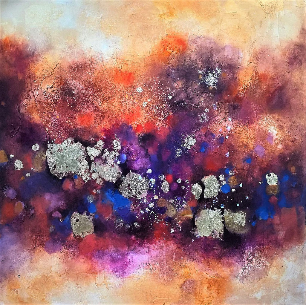 " Rinascita" Acrilico e foglia oro 80x80 cm