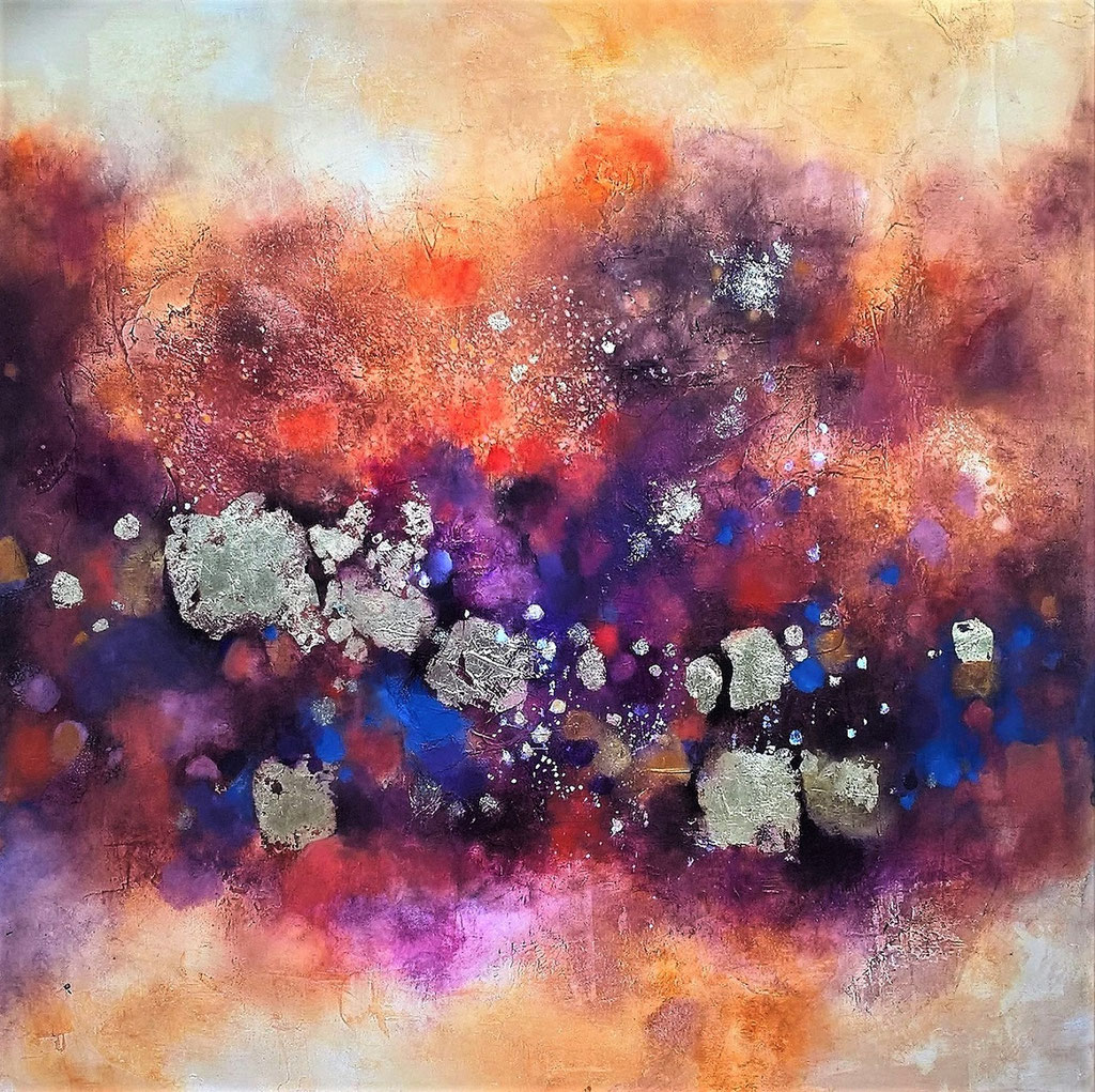" Rinascita" Acrilico e foglia oro 80x80 cm