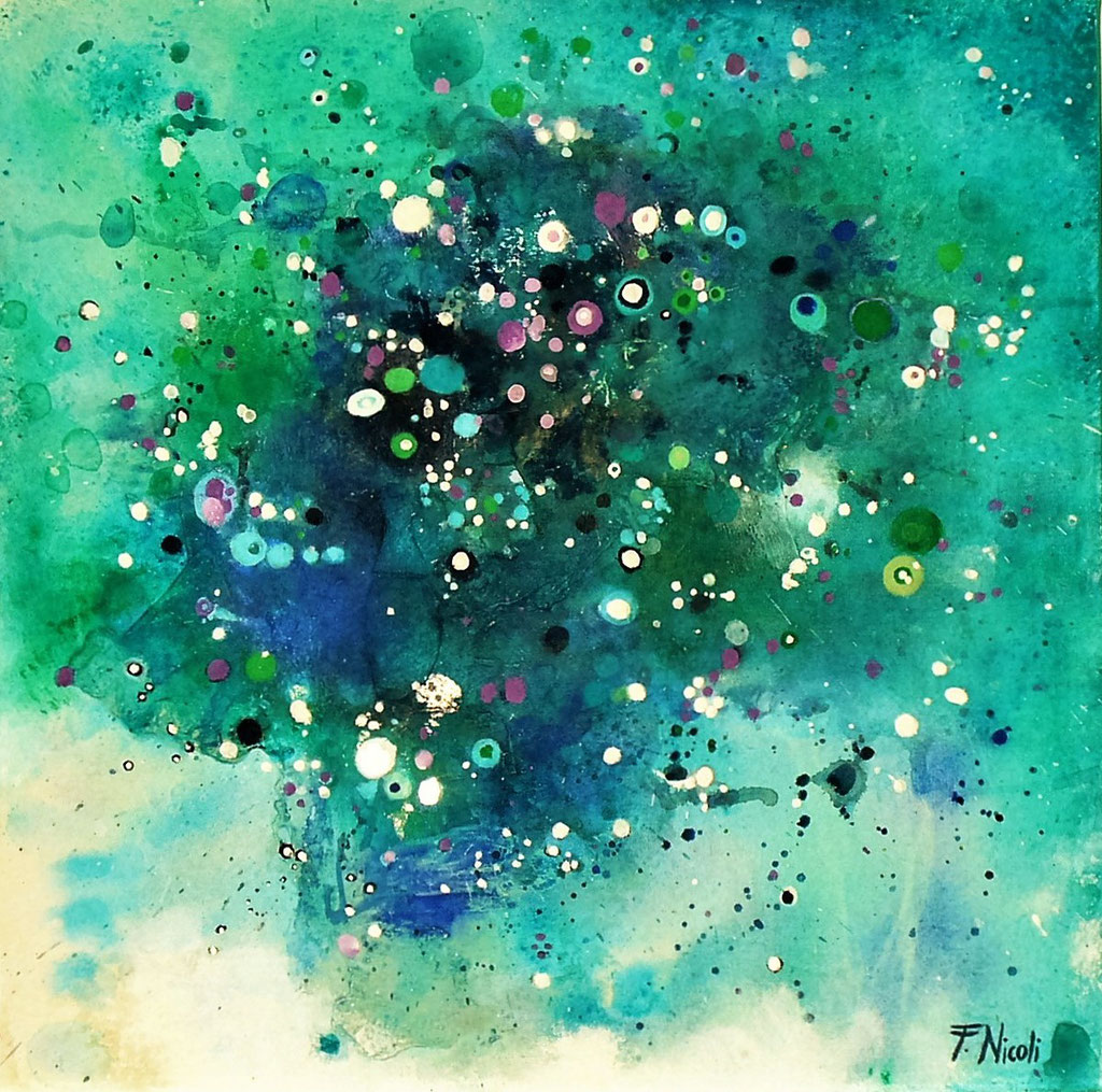 " Effervescenza" Acrilico su fondo materico 40x40 cm 