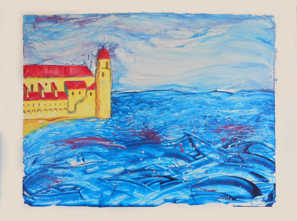 Toujours Collioure, encre sur papier lanavanguard 31x41 cm