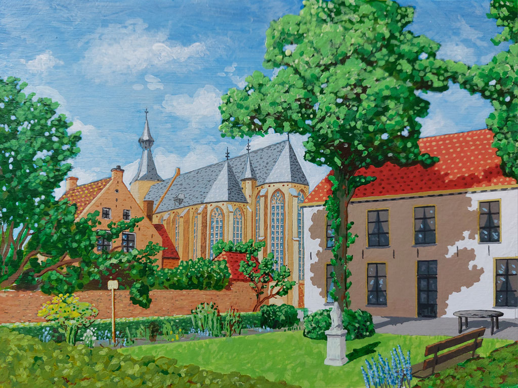 Hattem, Franse school, Acryl op paneel. 25 bij 35 cm.