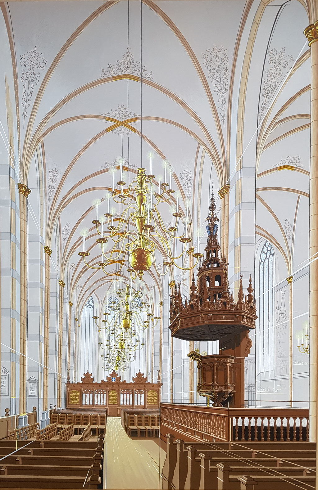 Grote Kerk Zwolle, Acryl op doek, 115 bij 75 cm.