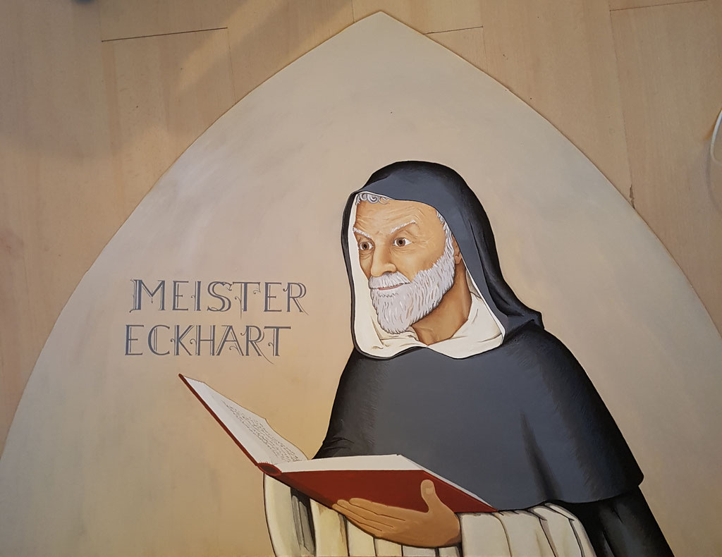 Close Meister Eckart, Acryl op paneel, kloostergang Dominicanenklooster Zwolle.