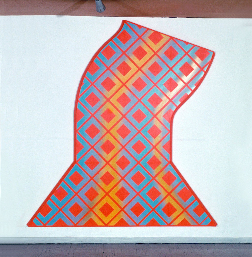 CROSS WORK 68-1 1968 Oil on shaped canvas 200x175cm 