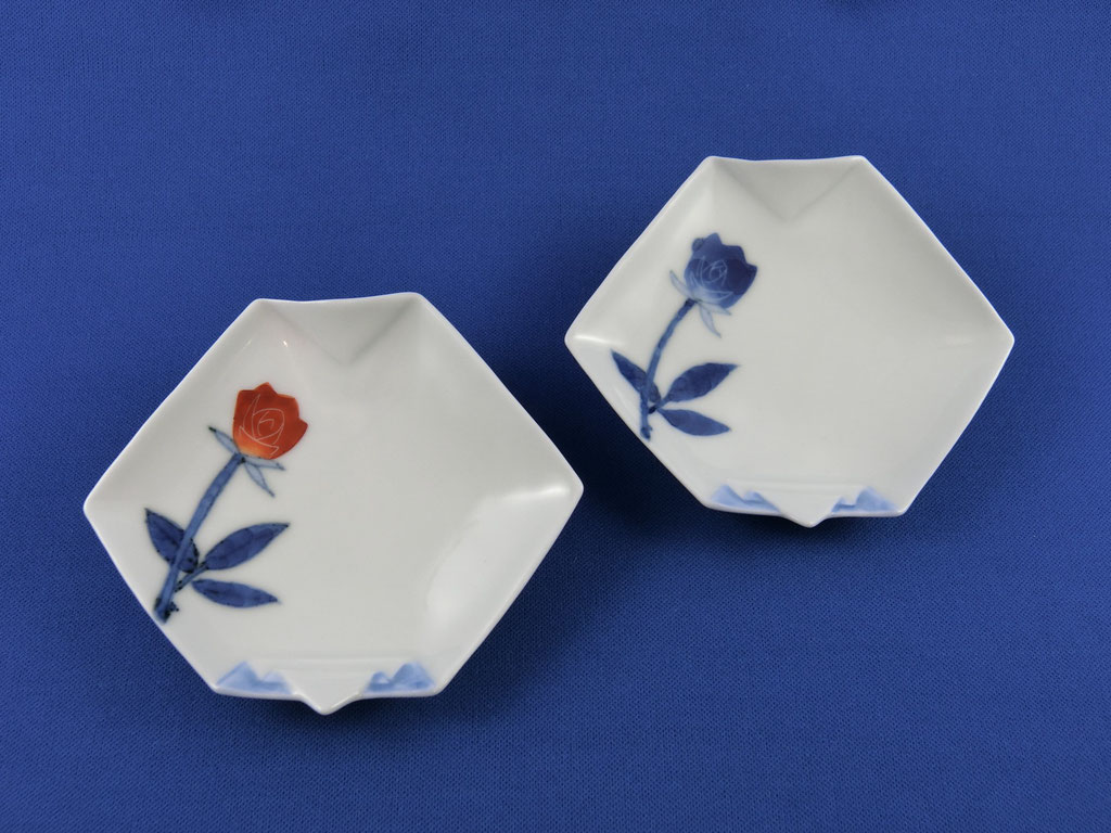 *Oteshozara rose (pair, red & blue pair)