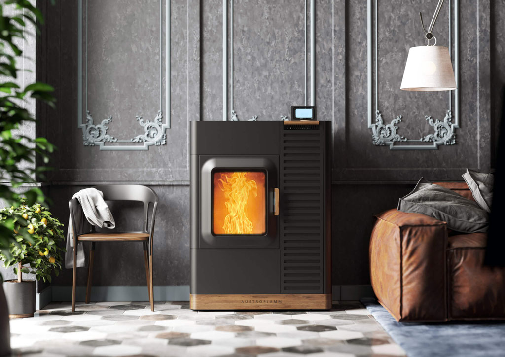 Poêle mixte à bois et à granulés feu