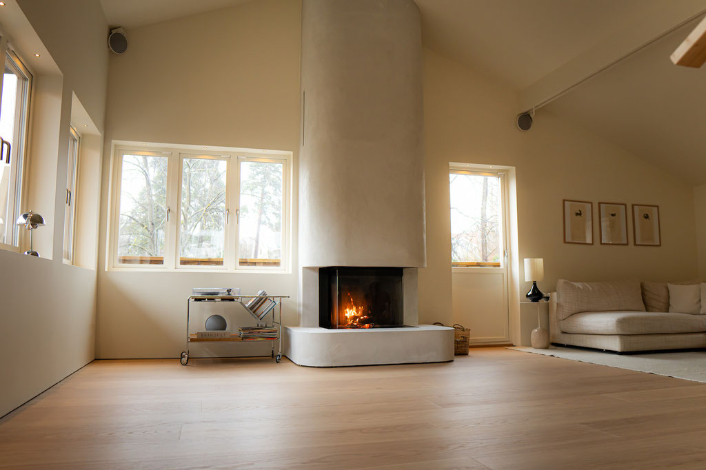 Cheminée feu bois foyer fermé 3 vitres