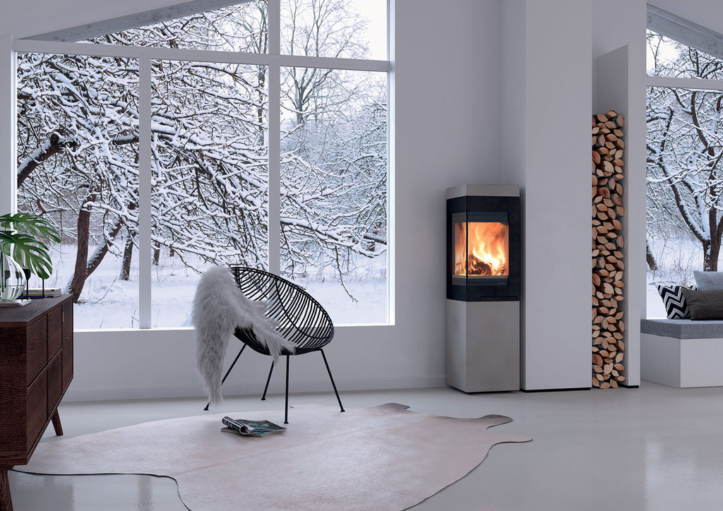 Poêle à bois 2 vitres feu