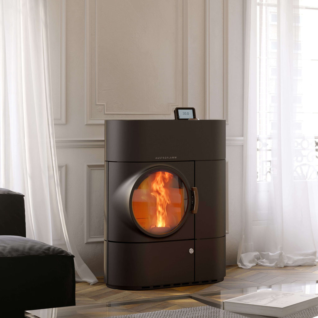 Poêle mixte à bois et à granulés feu