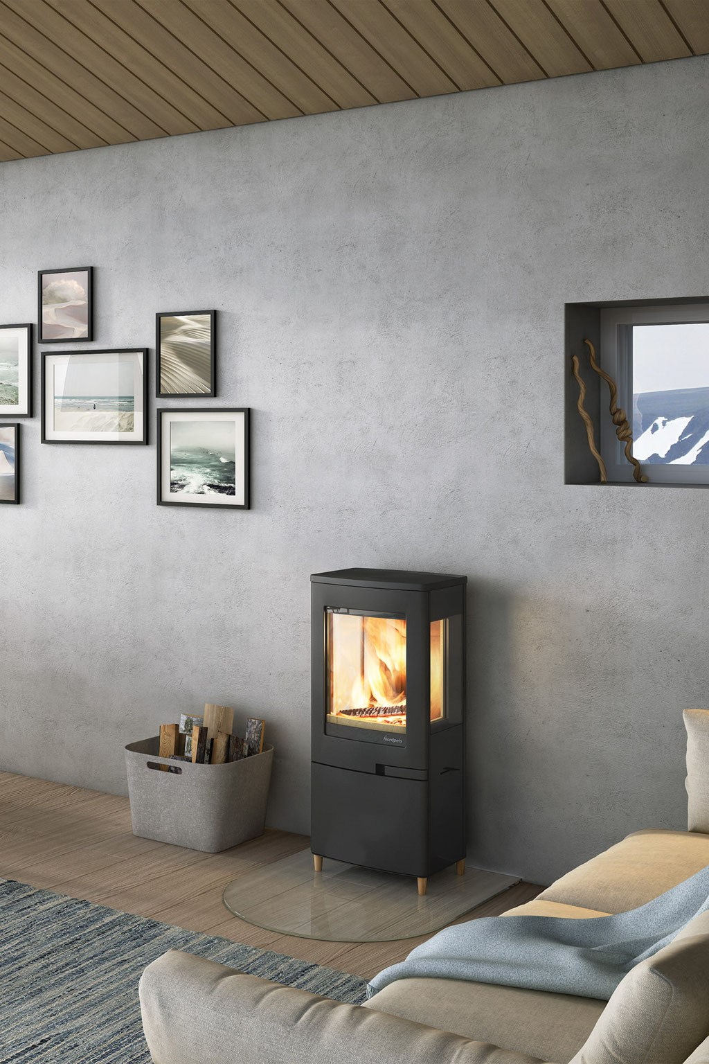 Poêle à bois 3 vitres feu