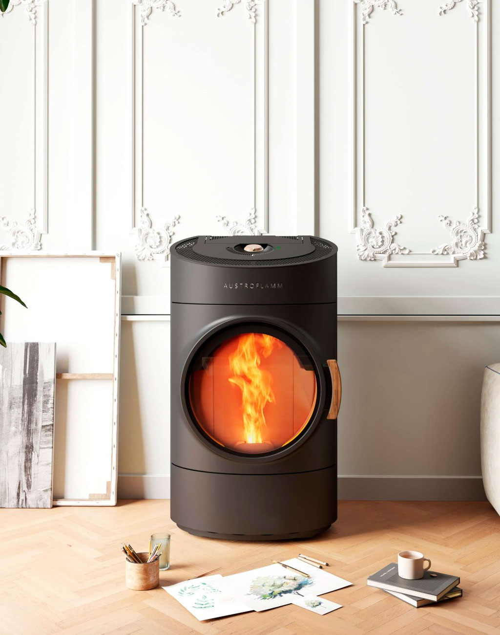 Poêle à granulés grande vision feu