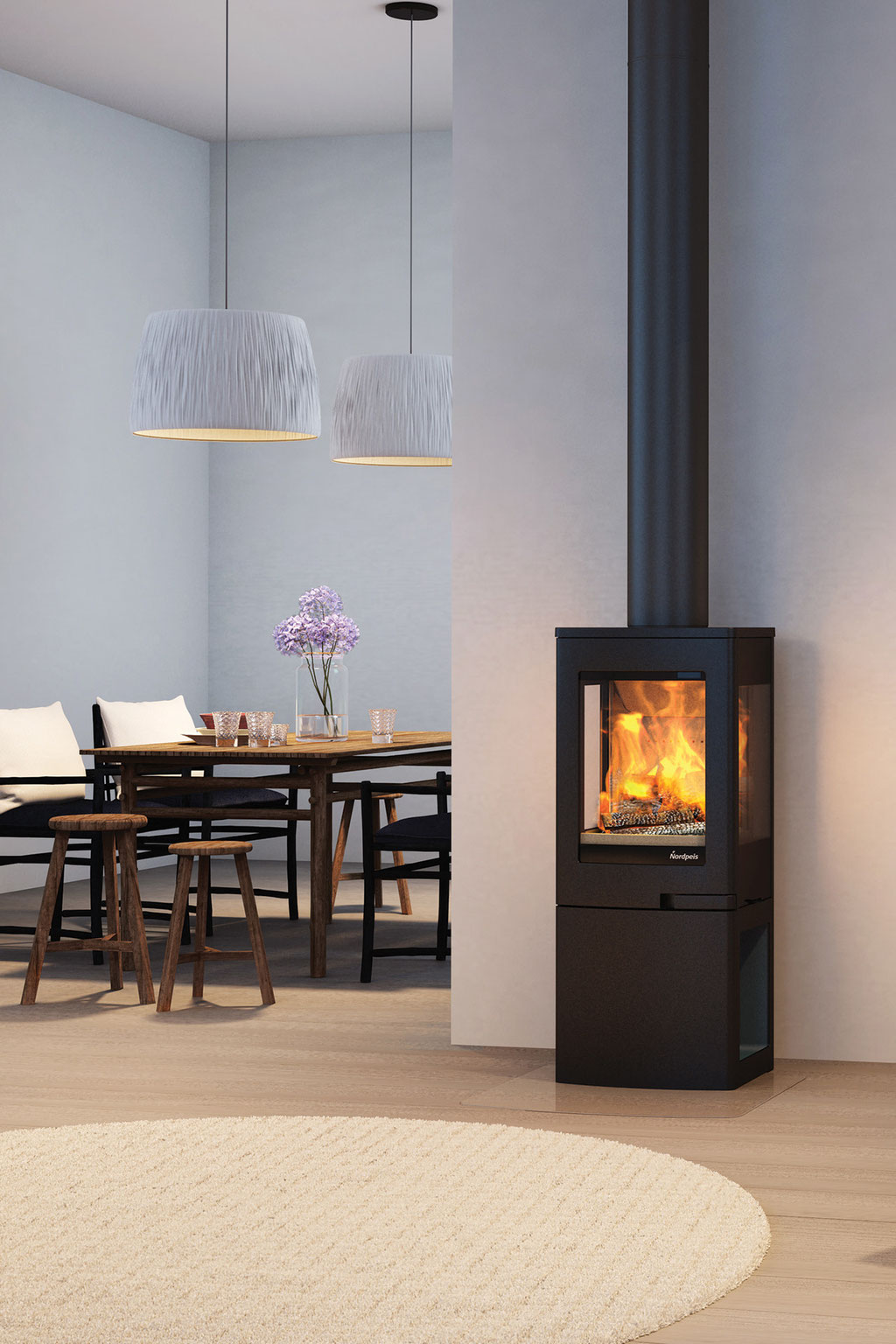 Poêle à bois 3 vitres feu