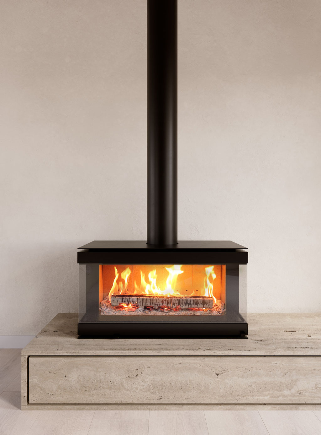 Poêle à bois 3 vitres feu