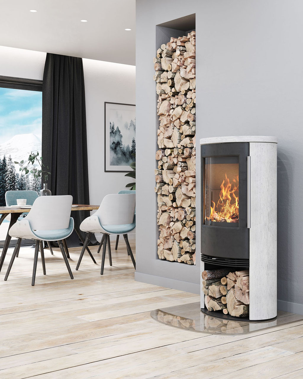 Poêle à bois feu