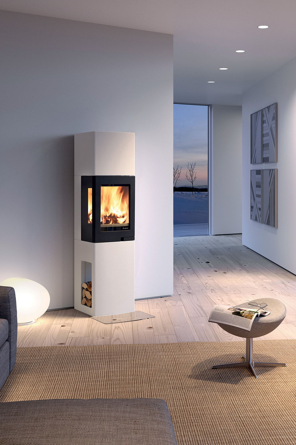 Poêle à bois 3 vitres feu