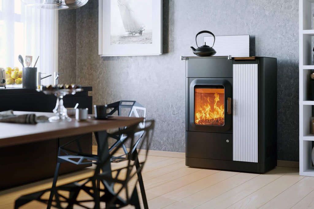 POÊLE MIXTE À BOIS ET À GRANULÉS AUSTROFLAMM MO DUO COOK